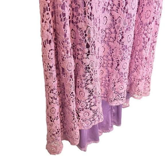Sherri Hill Womens Formal Crochet Long Fit Flare Skirt Train Lavender sz 4 - Picture 4 of 16